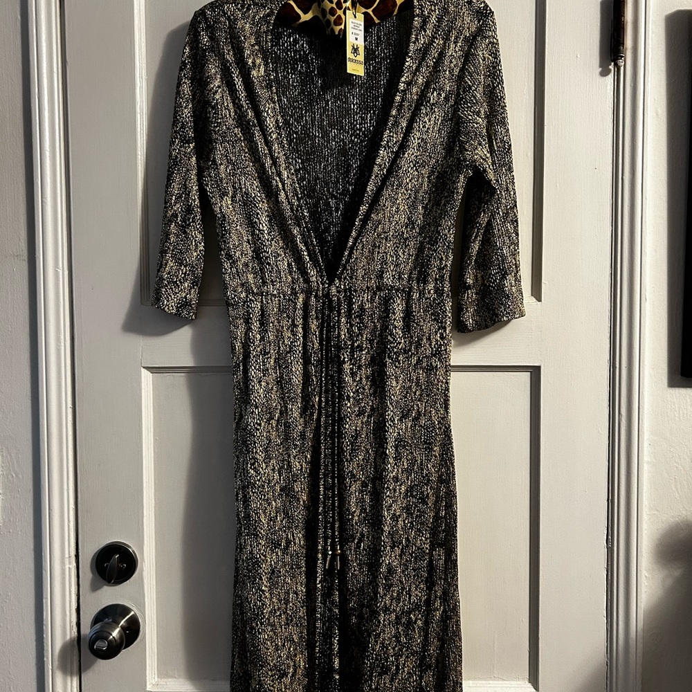 Elegant Black and Gold snake print Maxi Dress/cover up
